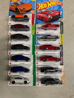 Hot Wheels Teslas and Mercedes
