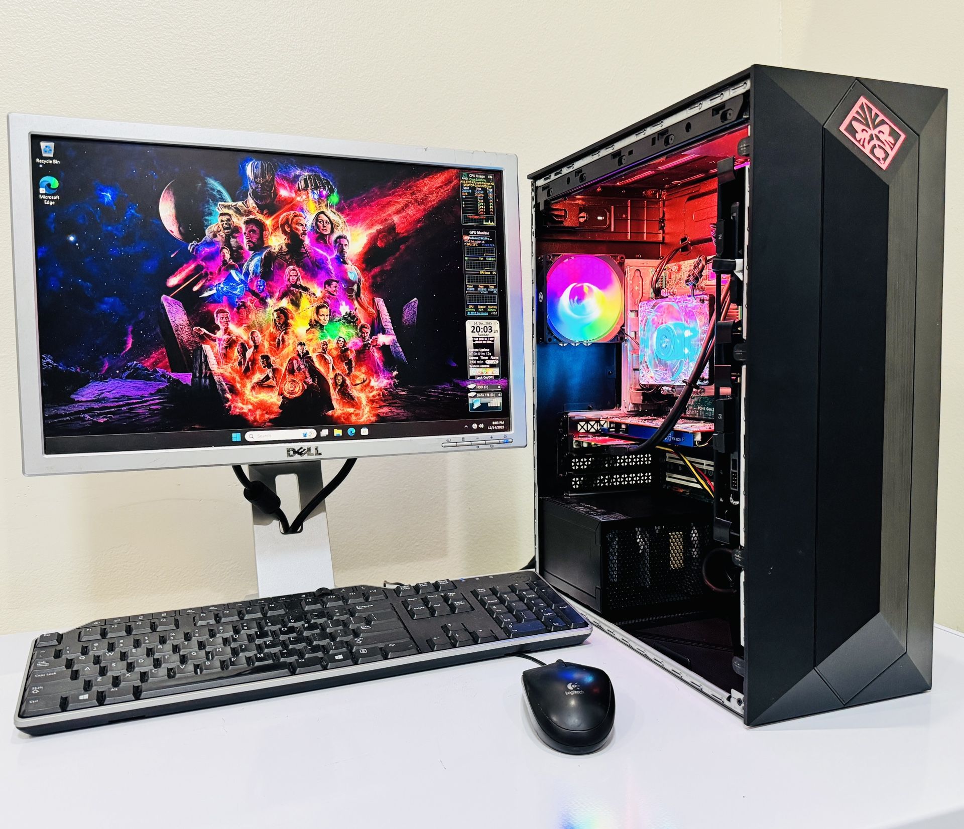 LENOVO Starter Gaming PC 4 Core AMD A10 CPU@ 3,4GHz. GPU RADEON PRO WX4100 4G. 128G SSD/1T HDD, 12G RAM. WIFI. USB3. 500W PSU. 20” Monit/Keyb,. Win11P