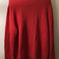 Authentic Balenciaga Cotton Red Knit Monogram Sweater Size Large/ Extra Large