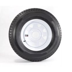 Mounted Radial Trailer Tire and Rim ST205/75R15 15X6 5x4.5 White Spoke Wheel