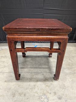 Richly Stained Wood Square Side Table