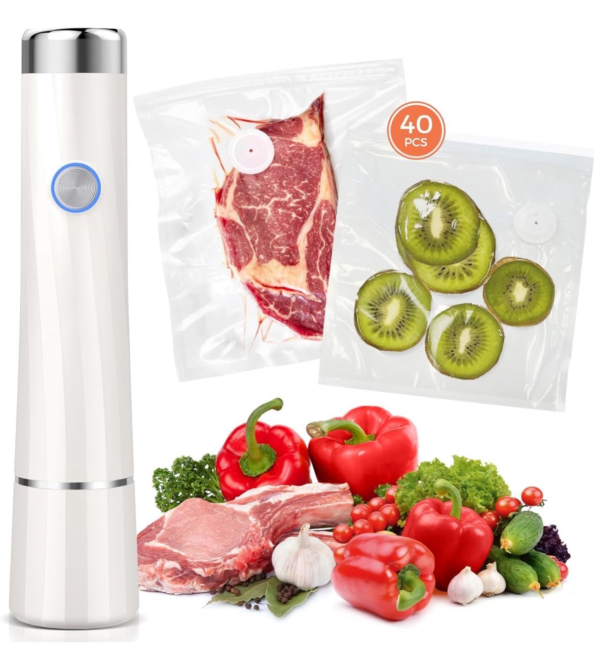 Vacuum Sealer For Food (Compact Vacuum Sealers+ 40 Reusable Vacuum Bags), Powerful Handheld Vacuum Sealer for 10X Preservation & Fresh. $75