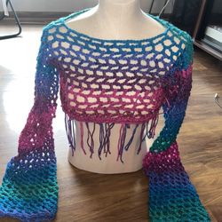 Handmade crochet mesh top