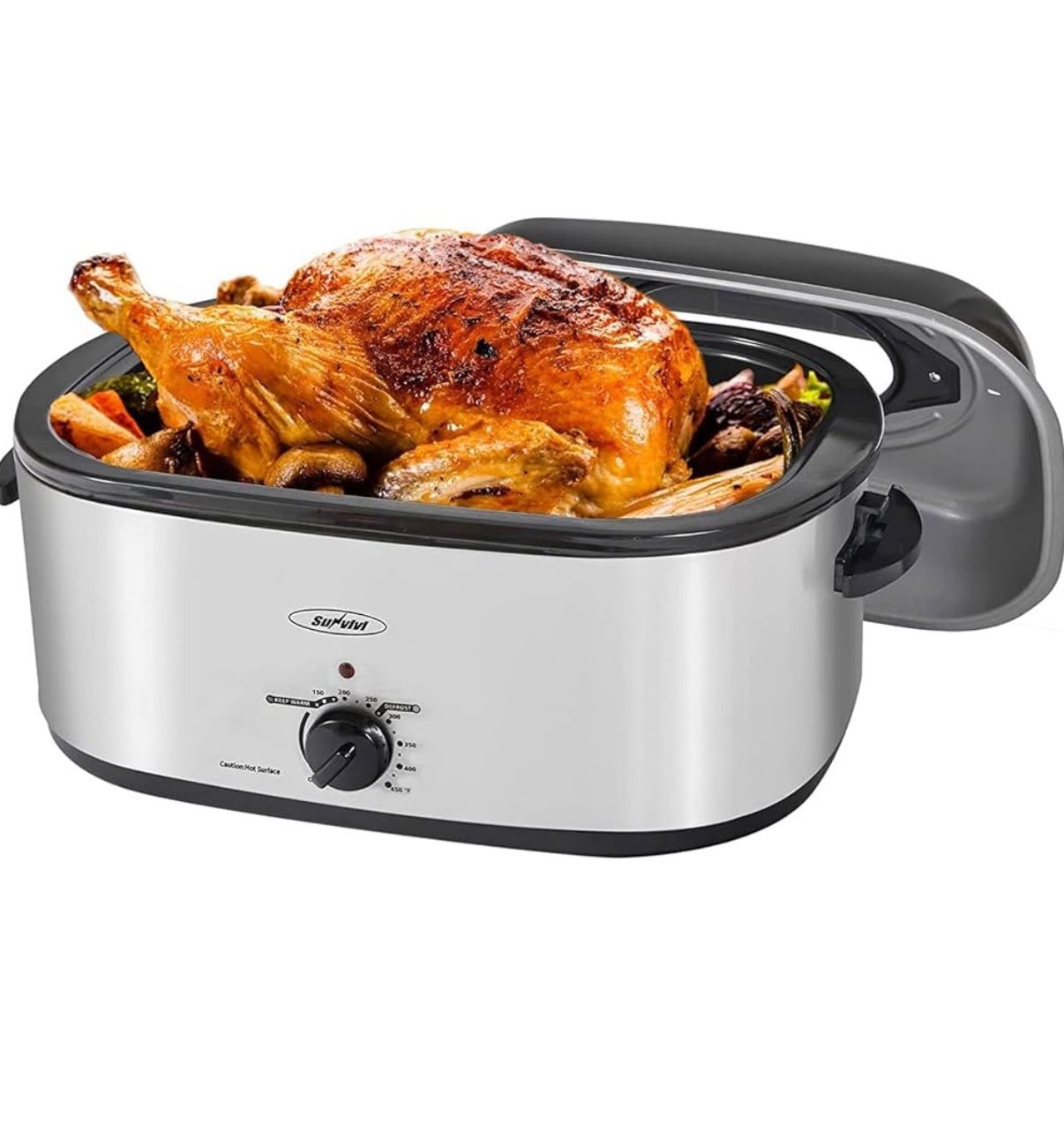 Sunvivi Roaster Oven, Electric Roaster Oven with Viewing Lid, 30lb 26-Quart Turkey Roaster