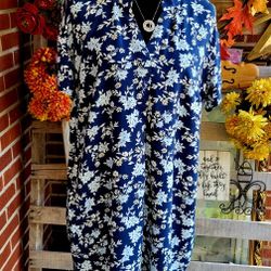 Time And True Floral Blue and White Dress