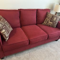 Red Couch With Cushions 