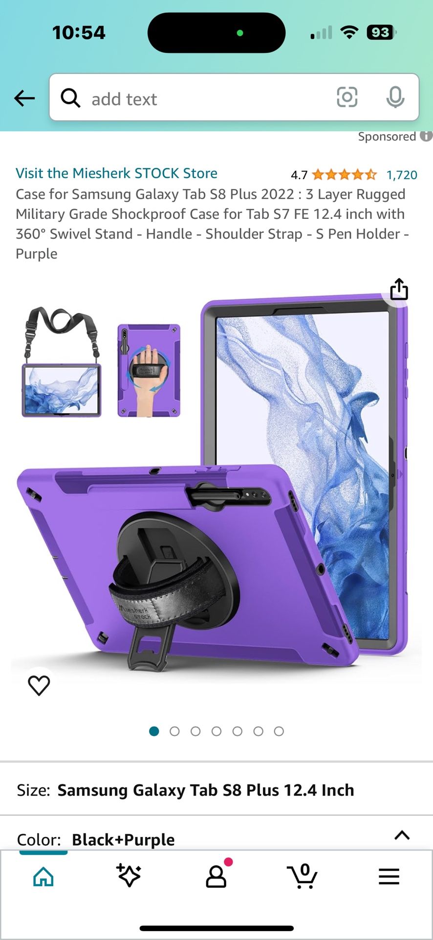 Samsung  Galaxy  TabS8plus 12.4 Inches. Purple 