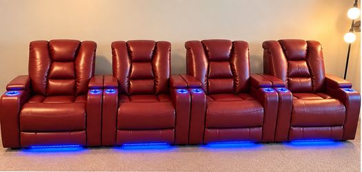Maverick 4-Seat Dual Power Home Theater Recliners – LED - Like New