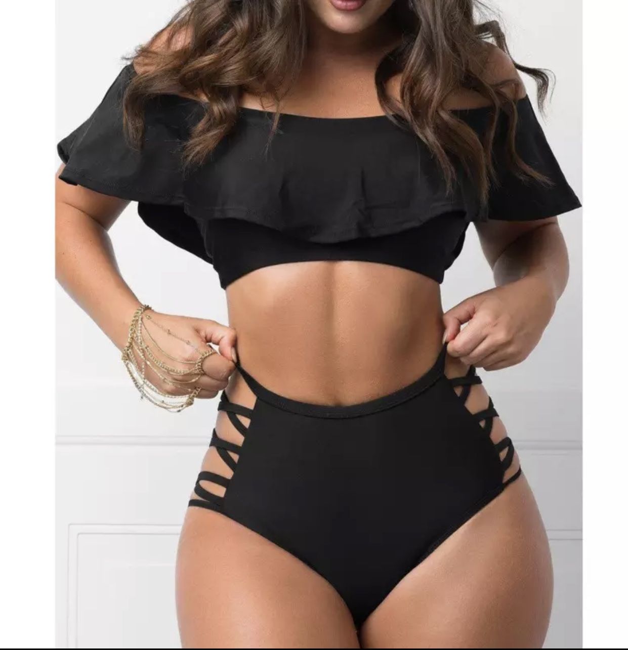 Two piece swimsuit with ruffles