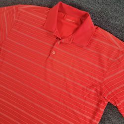 Nike Golf Fit Dry Polo Shirt Mens Large Red Striped With Logo
