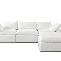 Slipcovered White Modular Sectional Sofa 4pc Set - Free Delivery ✅ RH Dupe Sectional Sofa 