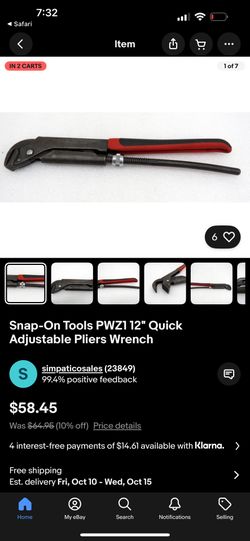 Snap On Quick Adjustment Pliers