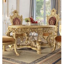 ITALIAN VINTAGE CHARM GOLD FINISH 5 PIECE ROUND TABLE SET - MESA SILLAS