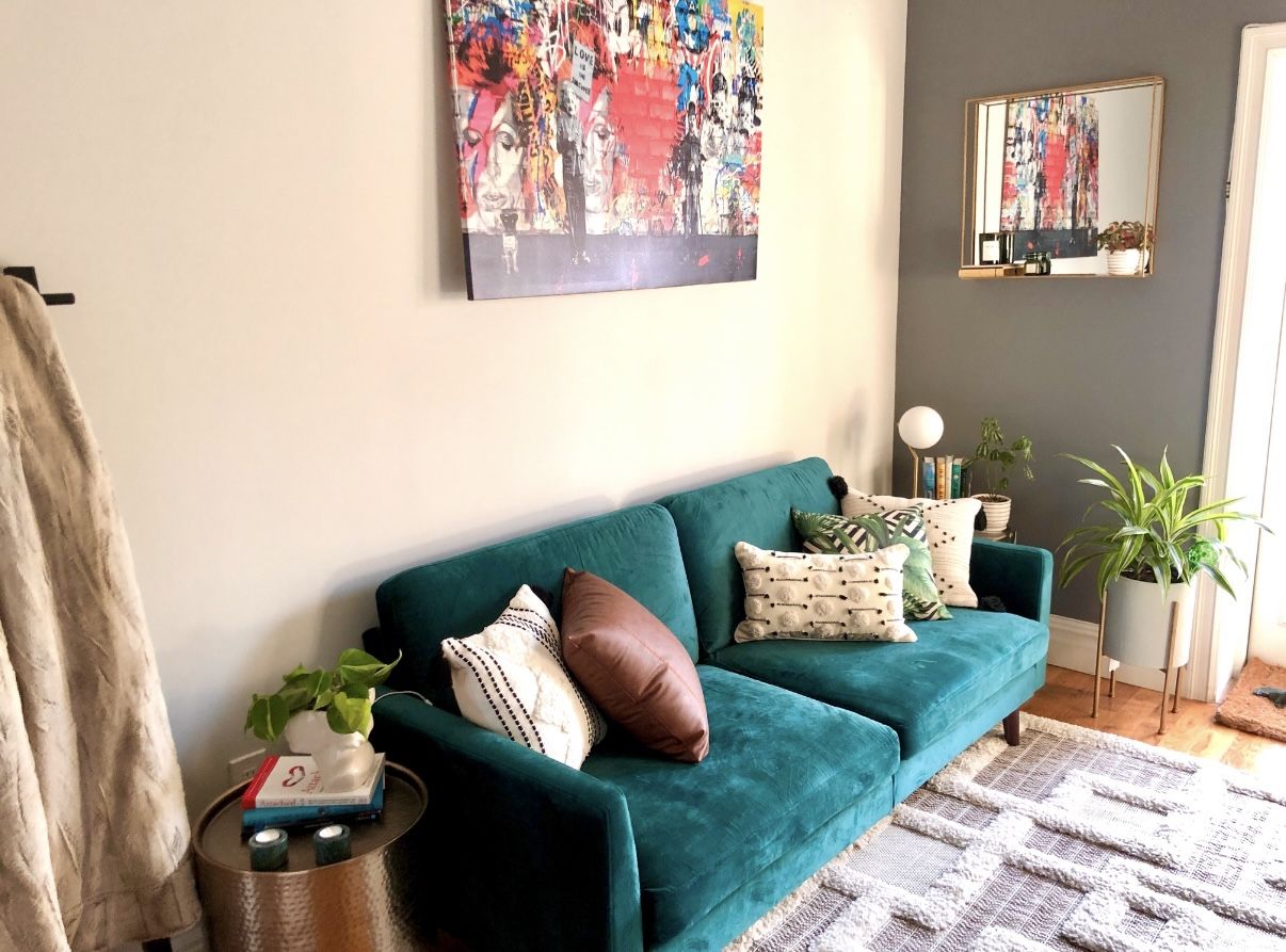 77.5” Velvet Split Back Convertible Sofa
