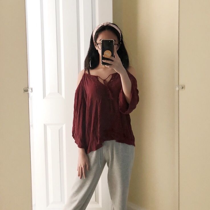 charlotte russe cold shoulder maroon blouse