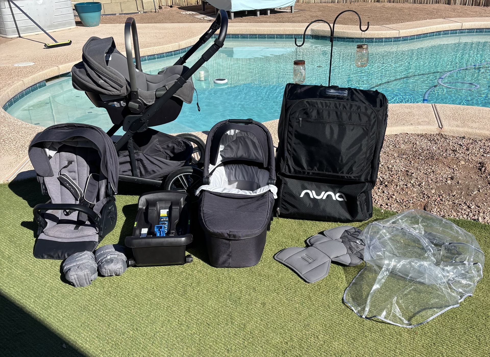 Nuna Car Seat, Bassinet, Stroller Travel Set