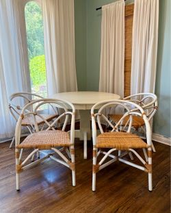 Pier 1 Imports "Ronan" Round Pedestal Dining Table - Antique White  and 4 Chairs Set