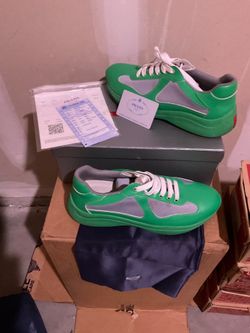 Prada - green - Patent leather and technical fabric Prada America's Cup sneakers - US 11, EU 44