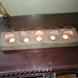 Wooden 5 Hole Candle Display 