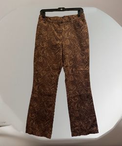 Jones New York Women Size 6 Brown Gold Paisley Signature Pants