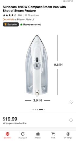 Sunbeam 1200 Watts Compact Steam Iron From Target - Never used