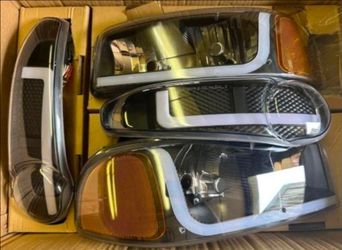 01-06 Gmc Sierra Yukon Denali LED DRL Headlights Luces Micas Calaveras Faros Faroles Focos Headlamps