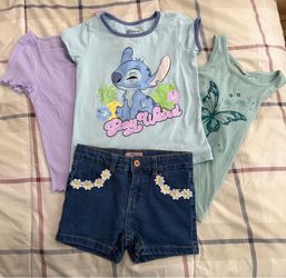 4 Piece Girls Size 6 6X Summer Clothes Lot - Disney Stitch BCBG Wonder Nation