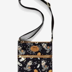 New Disney Her Universe like Loungefly Halloween Mickey Skeleton Glow In The Dark Crossbody Passport Bag Purse