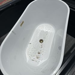 Vanity Art Free Standing Tub With Gold Accent