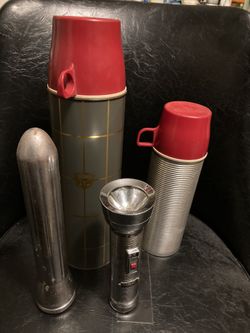 Vintage Thermos And Flashlights 