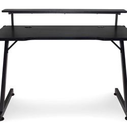 Black LED Gaming Desk With Riser