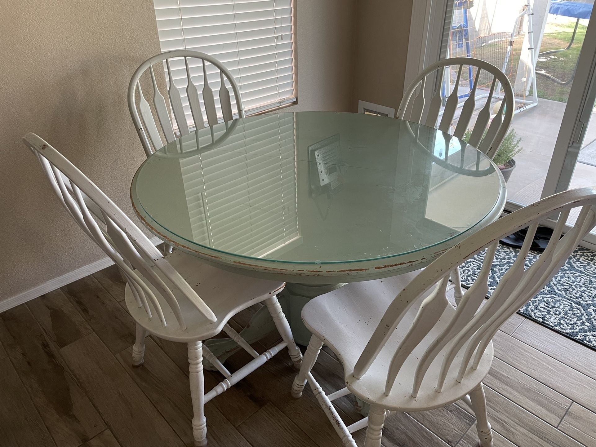 Farmhouse Kitchen Table With Leaf(not Pictured or Painted) And Chairs