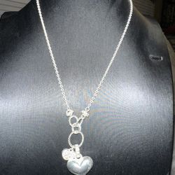 Costume Jewelry -  Silver Heart Necklace  - Medium Length