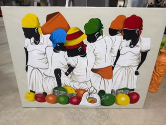 Large Signed Canvas Painting Market Women