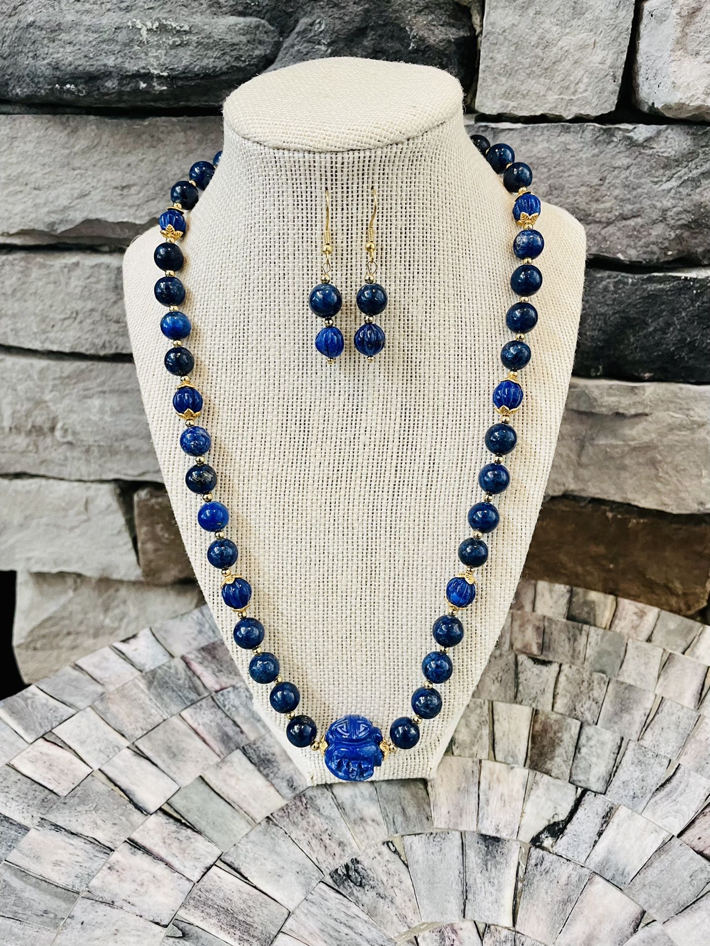 Lapis Lazuli Necklace And Earrings Set