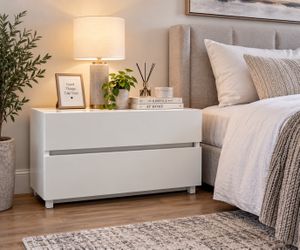 Modern White Nightstand – 2 Drawers
