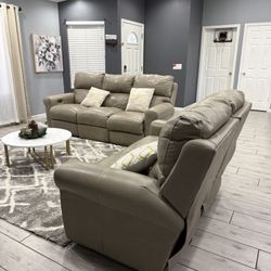 Beige Leather Couches  Set 