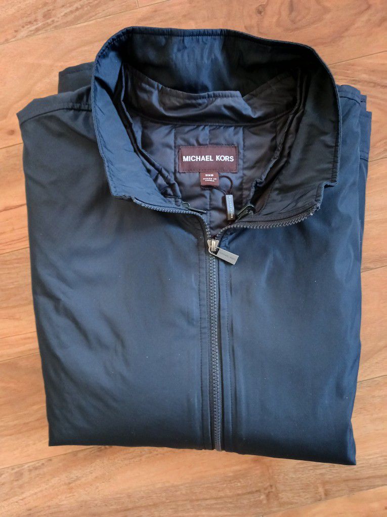 MICHAEL KORS Men's Navy Solid 
Mock-Neck Full-Zip 3-in-1 Track Jacket With Detachable Vest 
