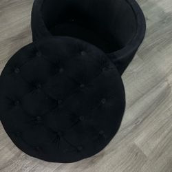 Large Black Tufted Ottoman 