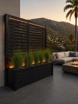 Custom dimension planters, area dividers and equipment cover up