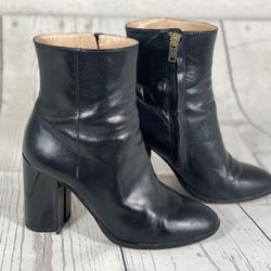 Coach Brielle Black Leather Logo Heel Boot Women’s Size 6