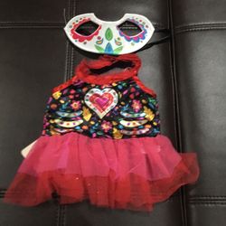 Build A Bear Dia De Las Muertos Halloween Costume Tutu Dress With Mask New With Tags