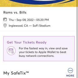 LA Rams Home Opener! 9/8 Section 105 Row 11 Aisle 4 Tix