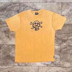 Icecream Men Splat Tee Yellow Skull Crossbones Graphic T-Shirt Size XL