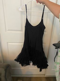 Black Mini Dress with Ruffle Hem
