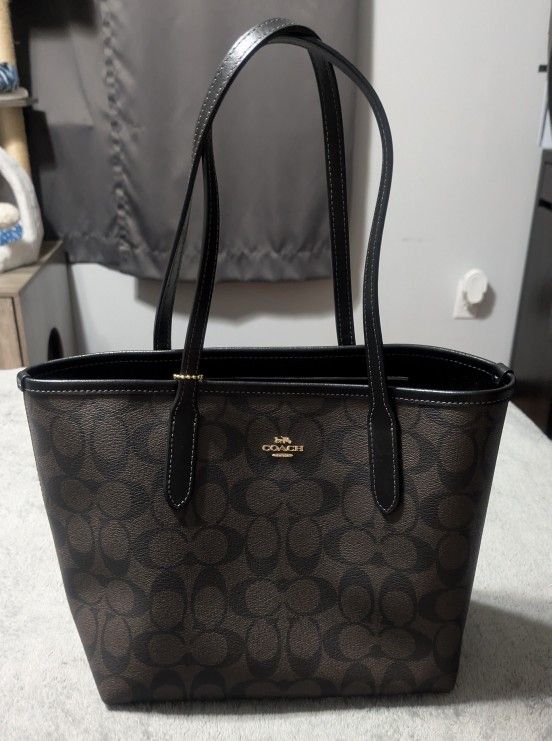 Coach Small City Tote Bag In Signature Canvas