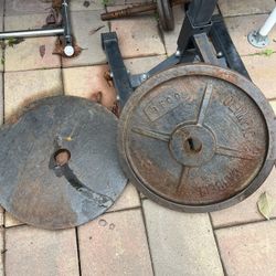 Iron Plates Set With Tree And Barbell Home Gym