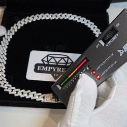 12MM 22 Inch Sterling Silver VVS1 Moissanite Cuban Link Chain 