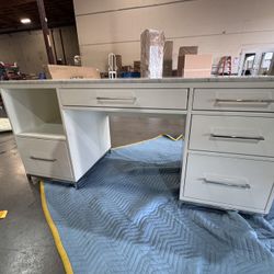 Artco Intl desk With Marble Topper And Stainless Pulls