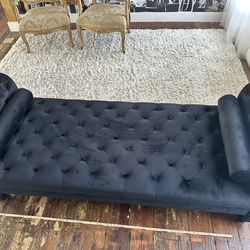 Black velvet settee bench